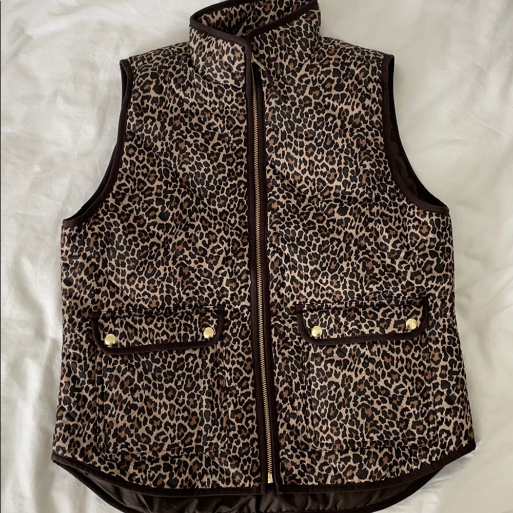 J. Crew cheetah puffer vest